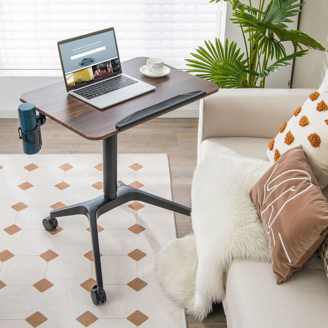Mobile Height Adjustable Standing Desk-Brown
