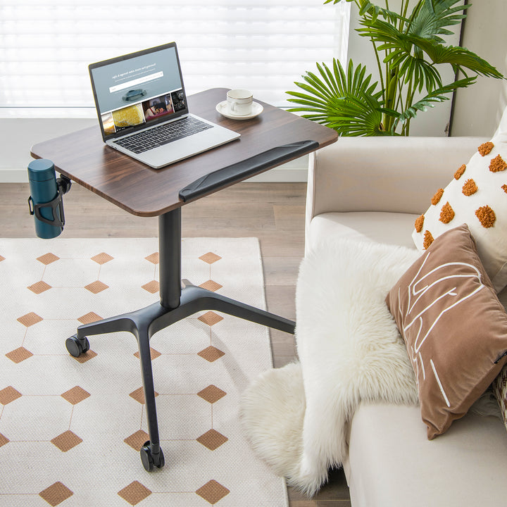 Mobile Height Adjustable Standing Desk-Brown