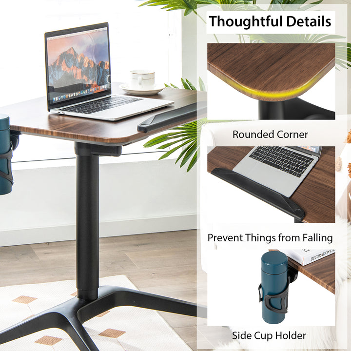 Mobile Height Adjustable Standing Desk-Brown