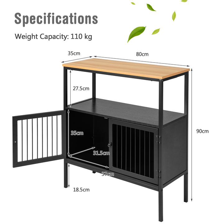 Freestanding Wooden Kitchen Sideboard with 2 Doors and Open Shelf-Black