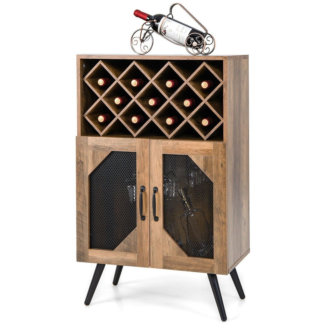 Industrial Wine Bar Cabinet with Removable Wine Rack