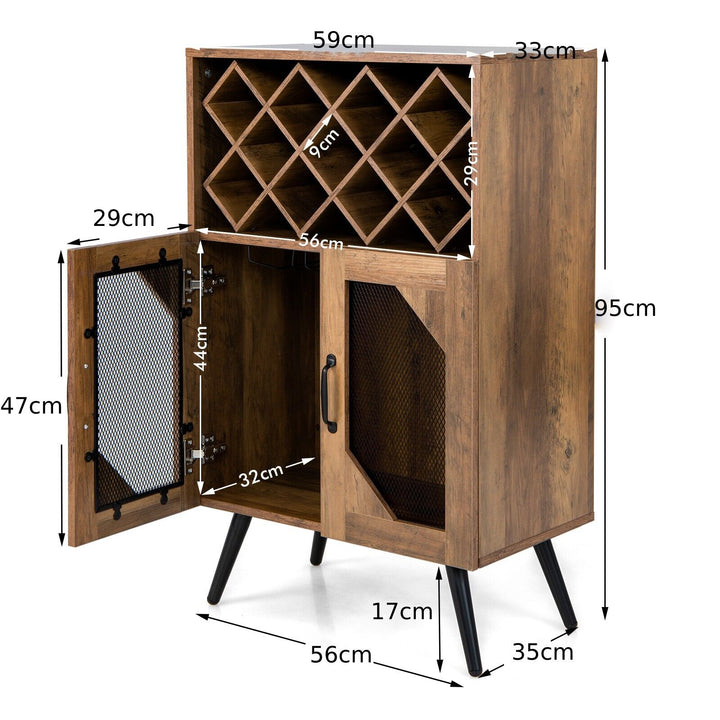 Industrial Wine Bar Cabinet with Removable Wine Rack