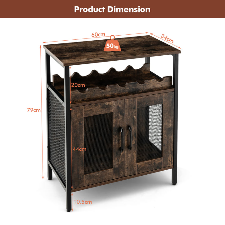 Industrial Kitchen Storage Cabinet for Dining Living Room -Rustic Brown