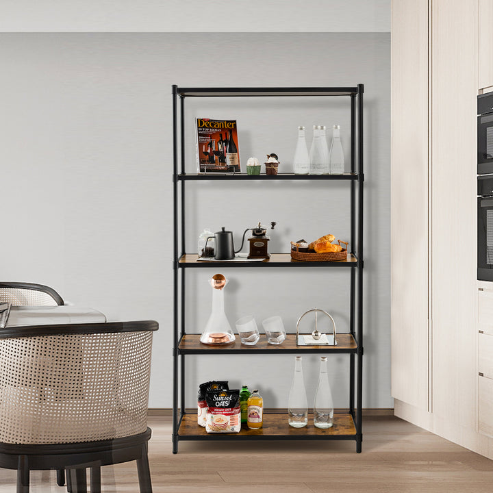 Wooden Bookshelf for Living Room- Rustic Brown