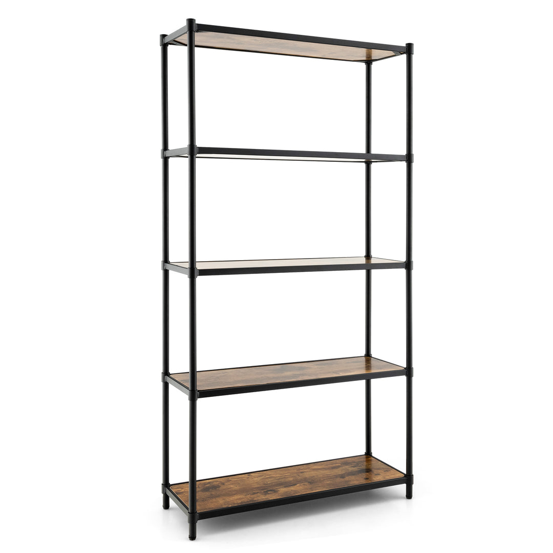 Wooden Bookshelf for Living Room- Rustic Brown