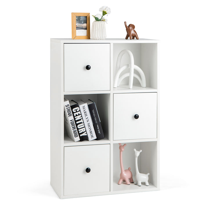 Storage Bookcase with 3 Drawers for Living Room, Bedroom-White