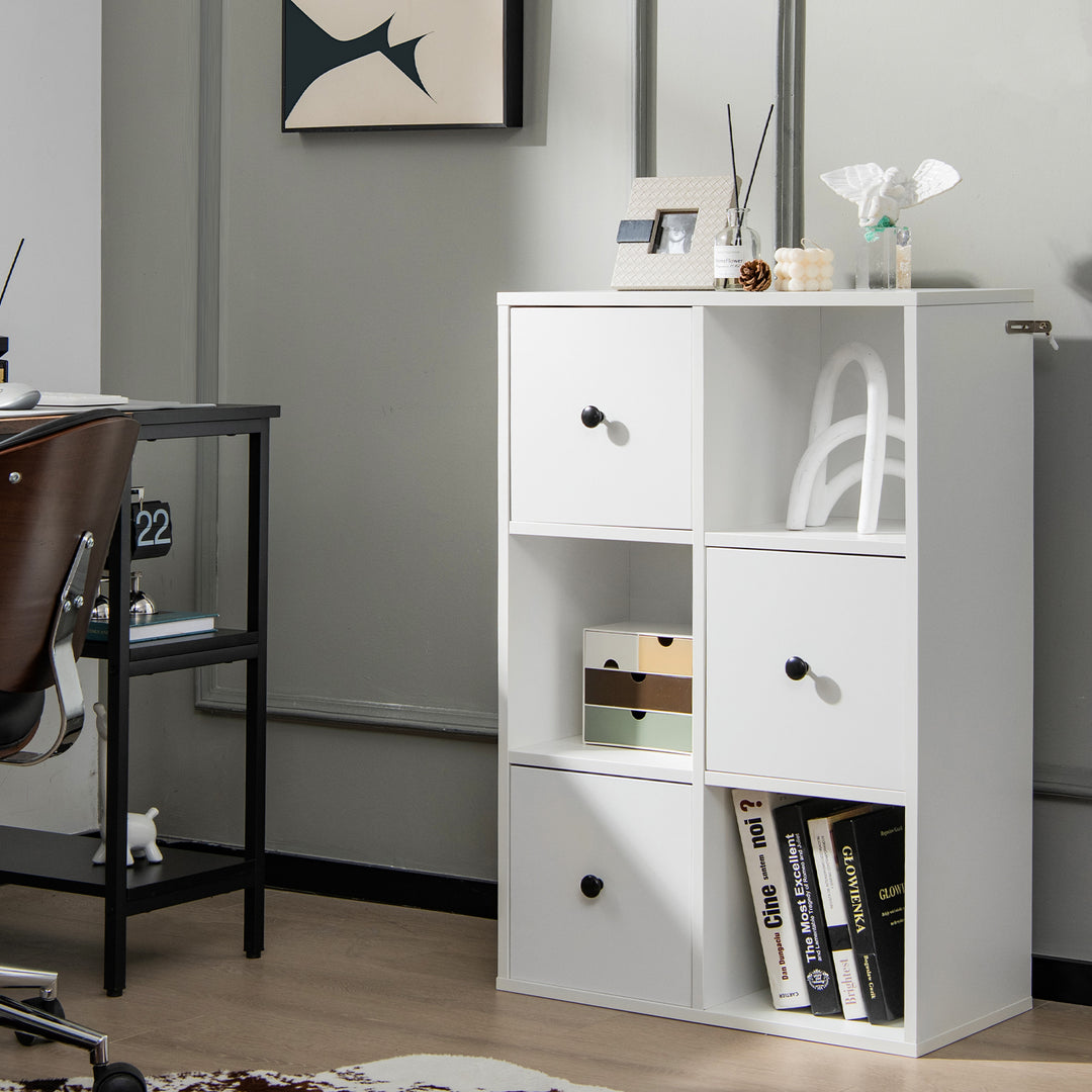 Storage Bookcase with 3 Drawers for Living Room, Bedroom-White