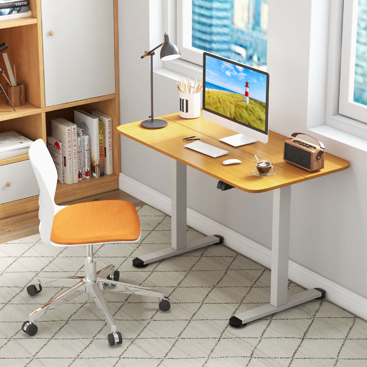 Electric Height Adjustable Standing Desk with Button Controller-Natural