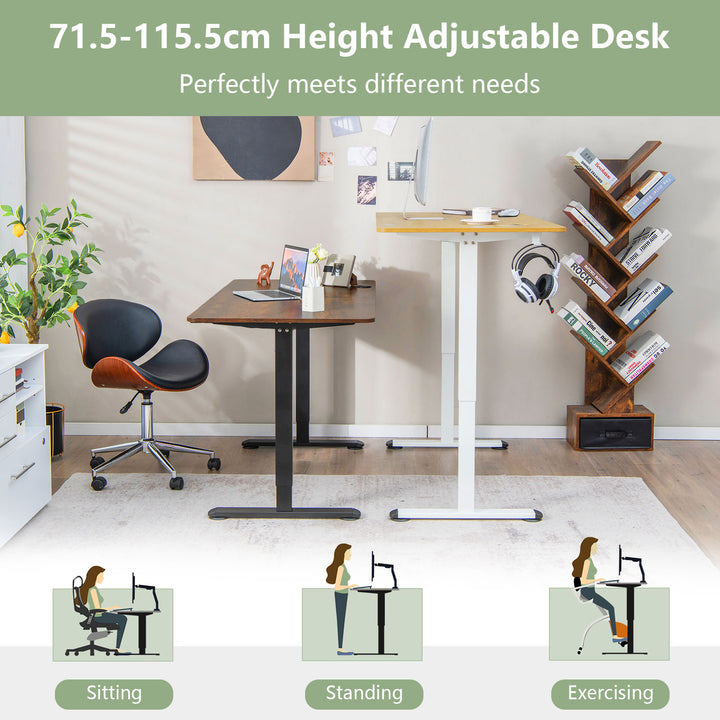 Electric Height Adjustable Standing Desk with Button Controller-Natural