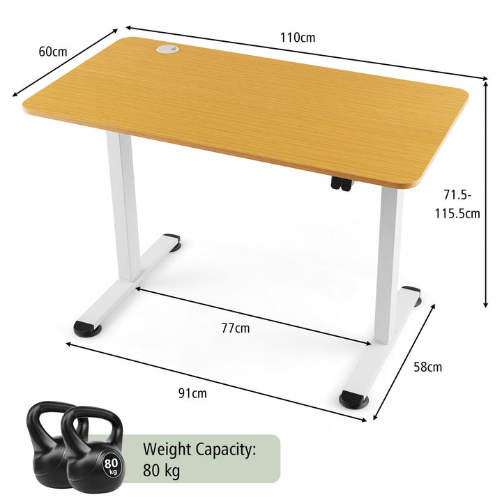 Electric Height Adjustable Standing Desk with Button Controller-Natural