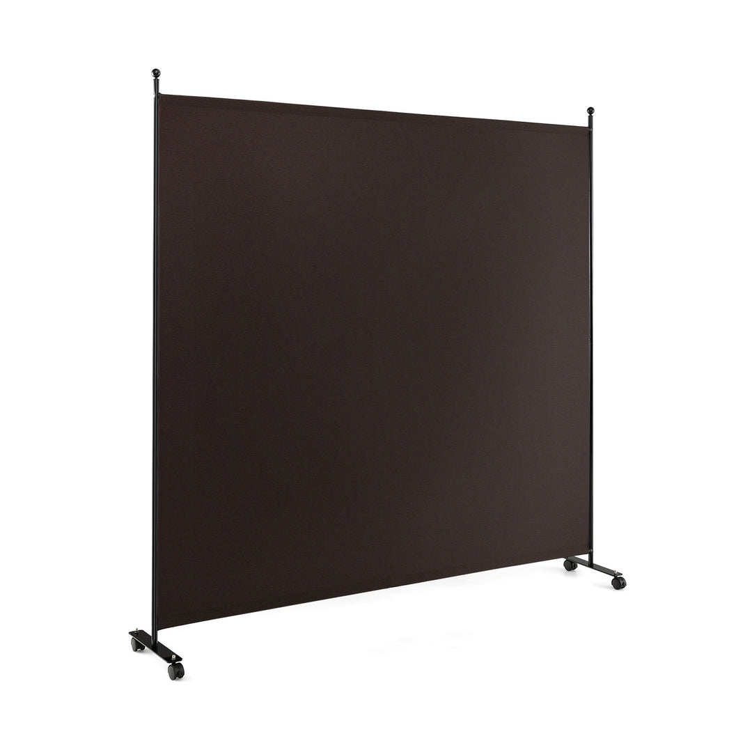 Single Panel Rolling Room Divider with Smooth Wheels-Brown