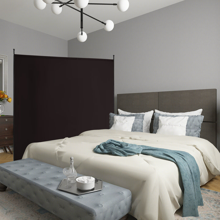 Single Panel Rolling Room Divider with Smooth Wheels-Brown