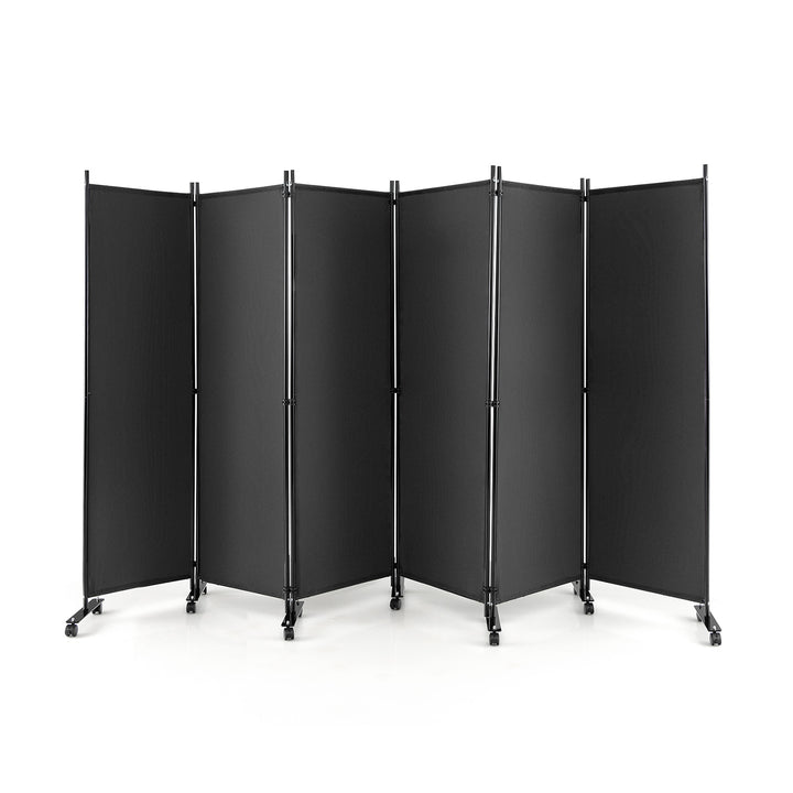 6 Panel Room Divider on Wheels for Indoor-Grey