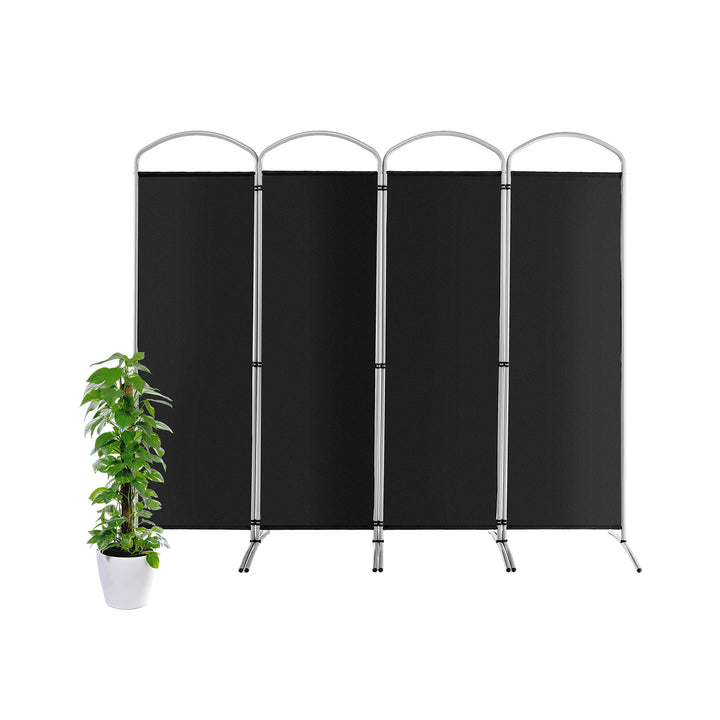 4 Panel Freestanding Folding Room Divider for Living Room Office-Black