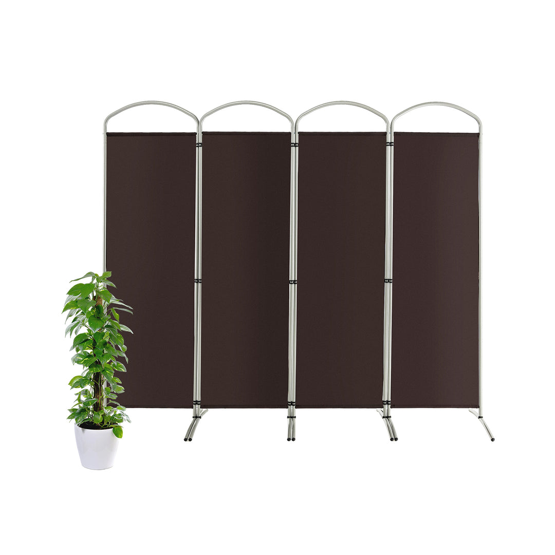 4 Panel Freestanding Folding Room Divider for Living Room Office-Brown