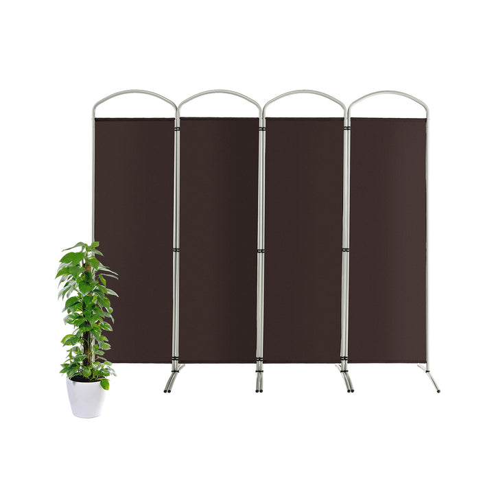 4 Panel Freestanding Folding Room Divider for Living Room Office-Brown