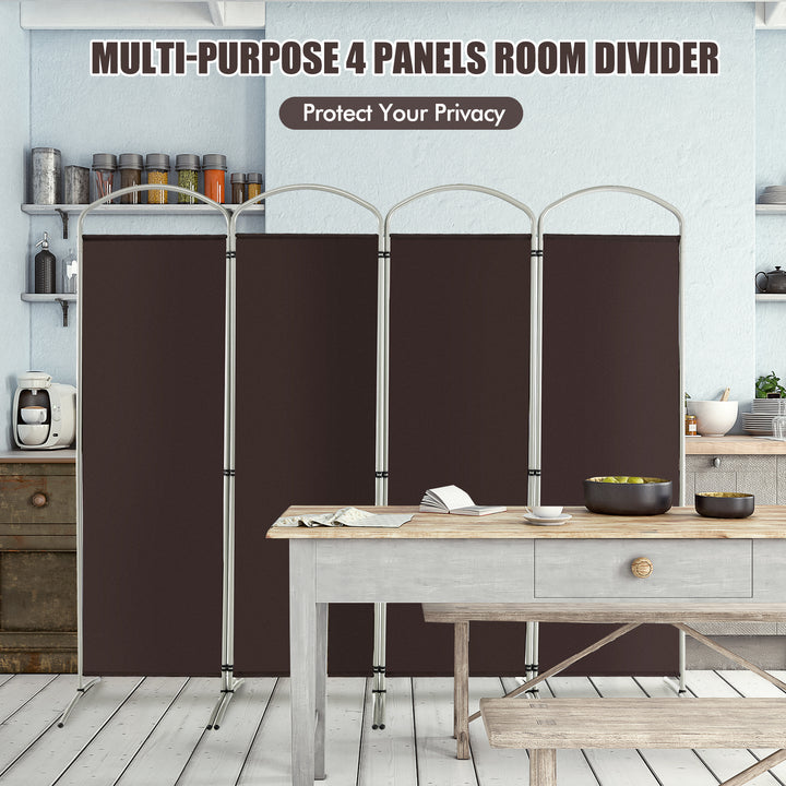 4 Panel Freestanding Folding Room Divider for Living Room Office-Brown