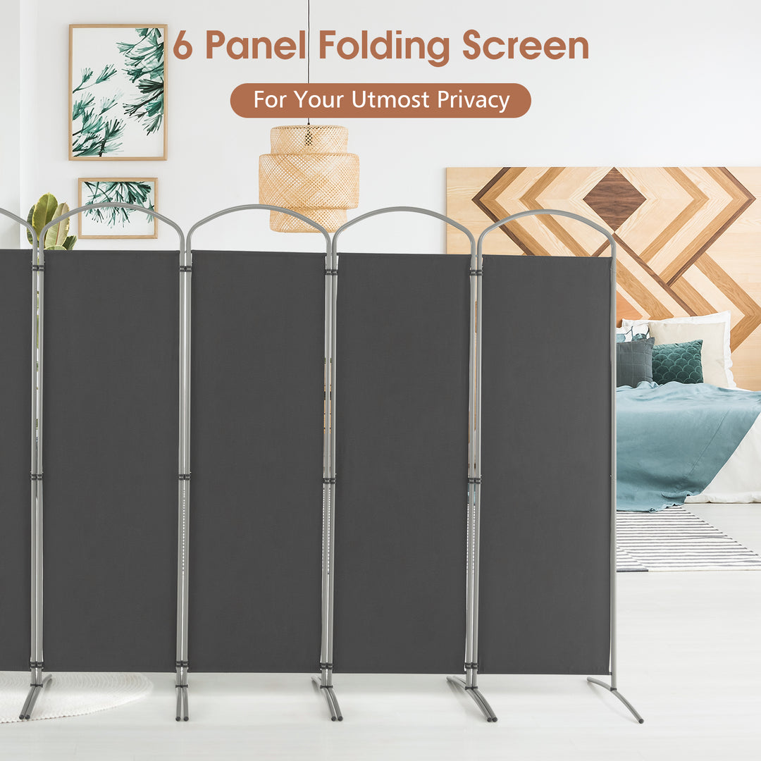 6 Panel Freestanding Folding Room Divider for Home Office-Grey