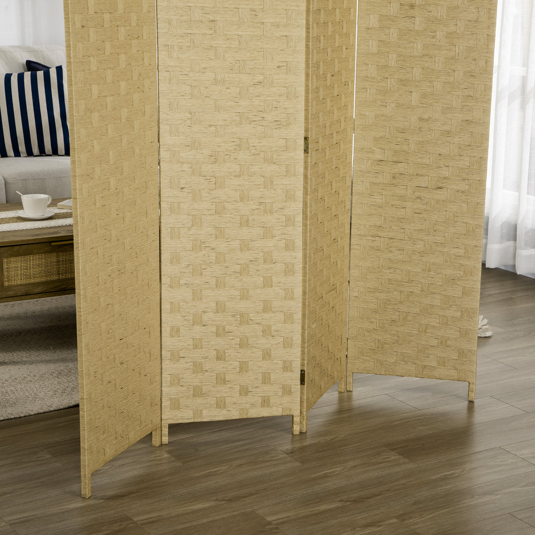 4-Panel Room Dividers, Wave Fibre Freestanding Folding Privacy Screen Panels, Partition Wall Divider for Indoor Bedroom Office, 170 cm, Brown