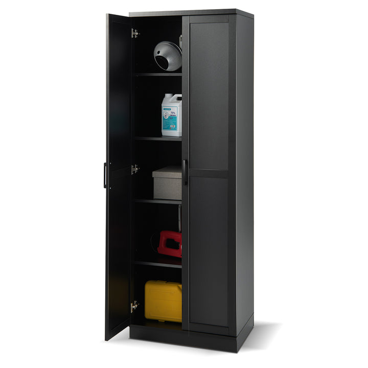 Wooden Storage Cabinet with 2 Doors and Adjustable Shelves-Black