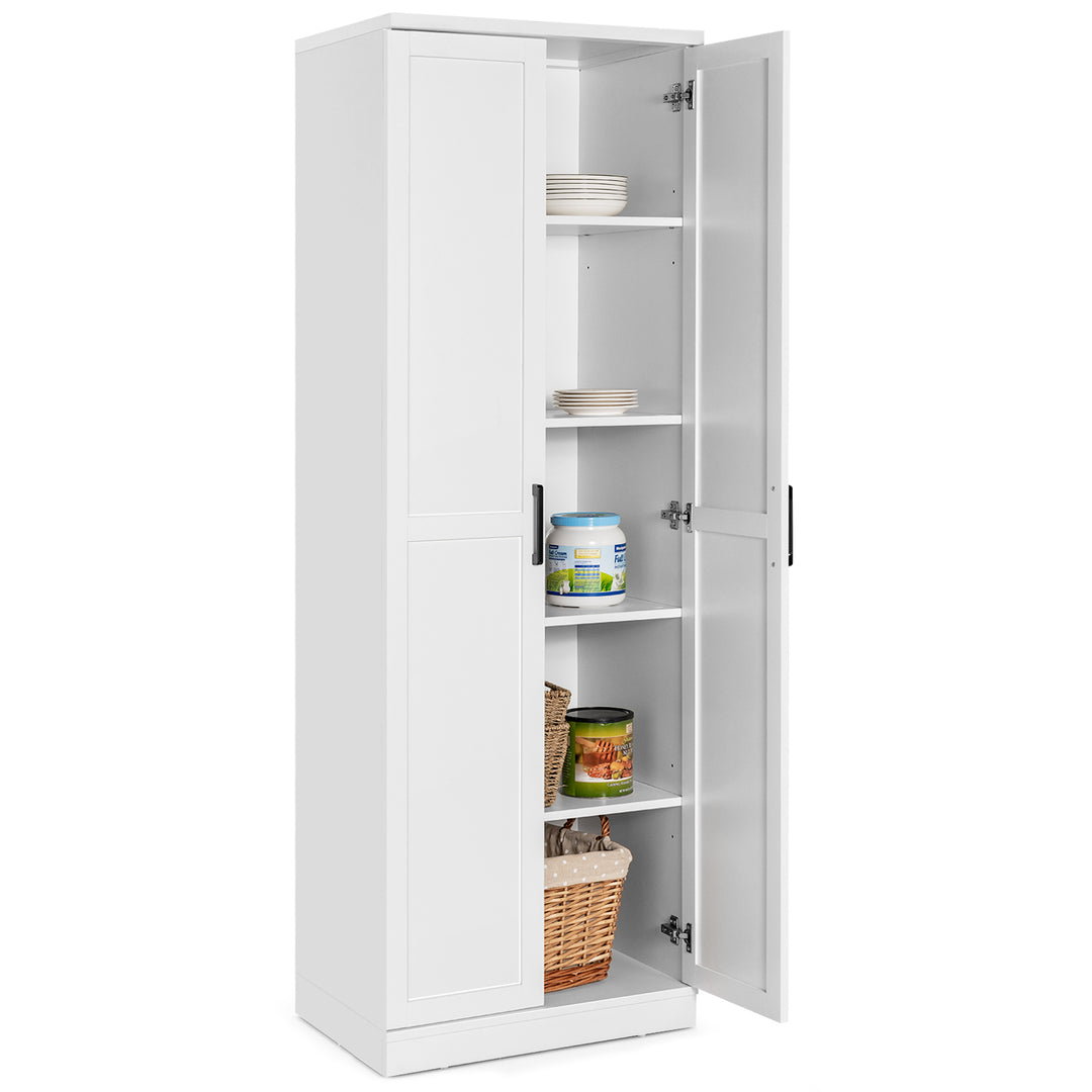 Wooden Storage Cabinet with 2 Doors and Adjustable Shelves-White