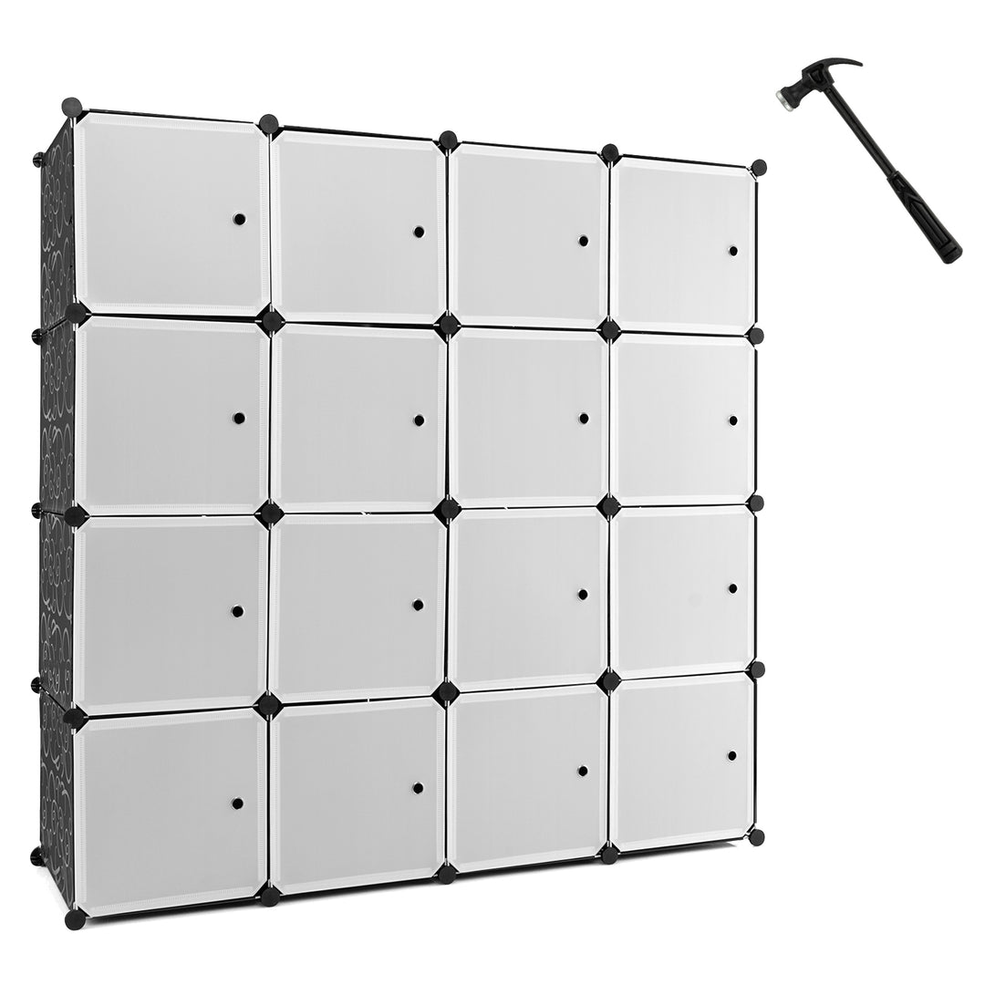 Cabinet Storage Organizer with 2 Clothes Hanging Rails -Black & White