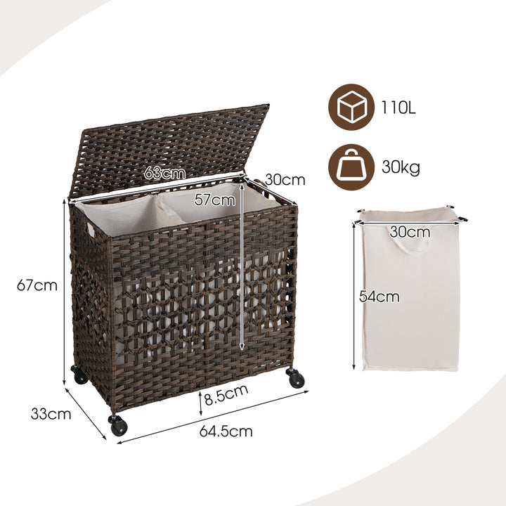 Laundry Hamper Lid & Removable Liner Bag-Brown