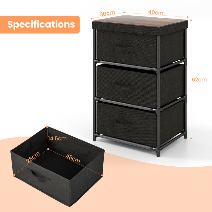 Fabric Storage Organizer Tower Unit with Removable Lid-Black