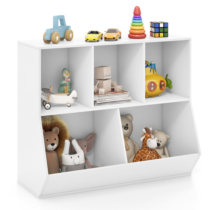 Kids Toy Storage Organizer with Anti-Tipping Kits-White