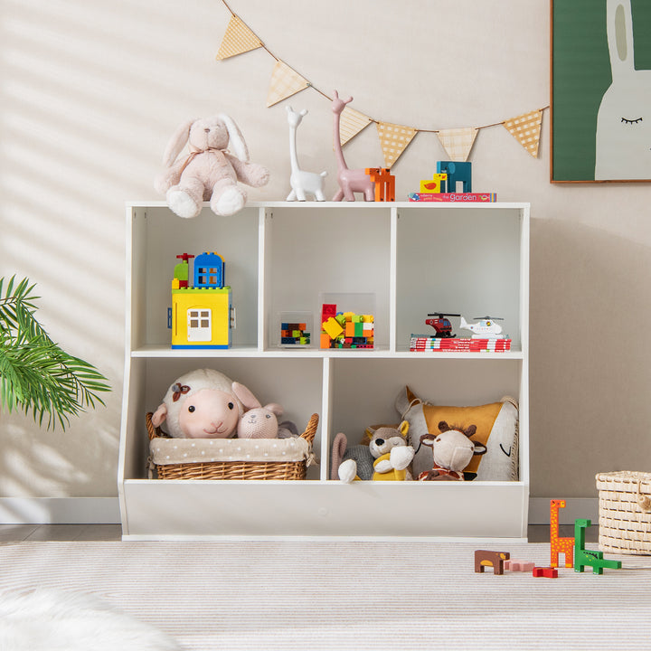 Kids Toy Storage Organizer with Anti-Tipping Kits-White