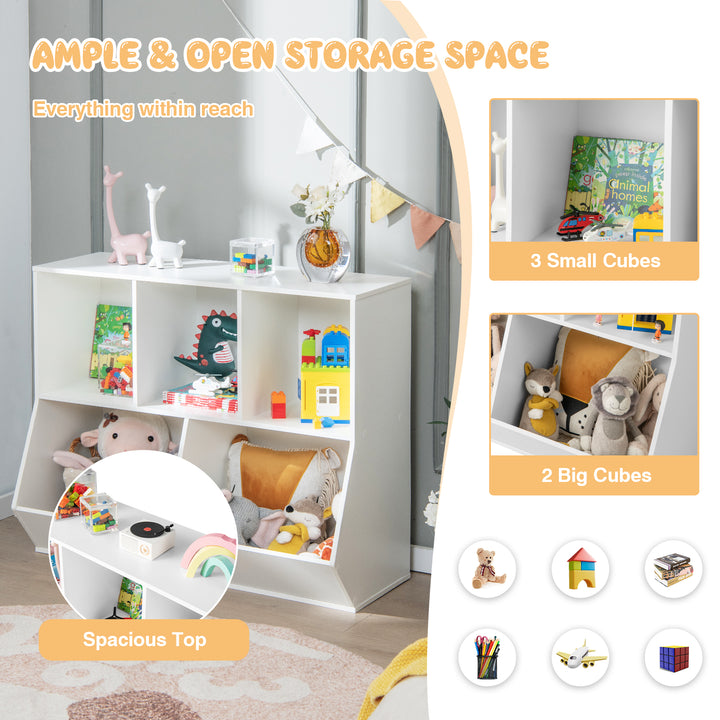 Kids Toy Storage Organizer with Anti-Tipping Kits-White
