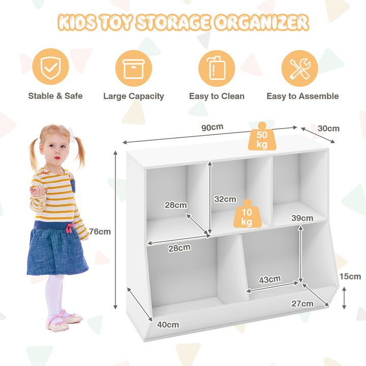 Kids Toy Storage Organizer with Anti-Tipping Kits-White