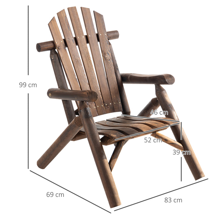 Wooden Adirondack Chair w/ Ergonomic Design and Fir Wood Frame Garden Patio Furniture for Lounging and Relaxing, Carbonized Color