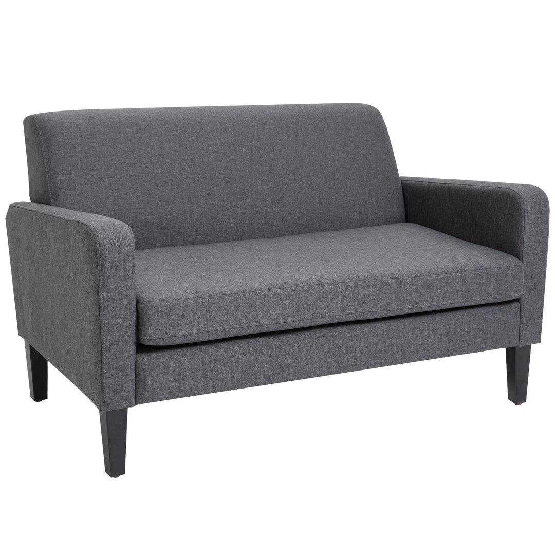 Linen Modern-Curved 2-Seat Sofa Loveseat w/ Thick Cushion Wood Legs Foot Pads Single Compact Home Furniture City Flats Grey