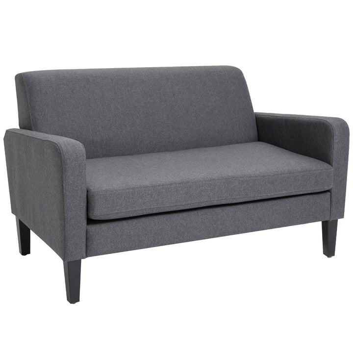 Linen Modern-Curved 2-Seat Sofa Loveseat w/ Thick Cushion Wood Legs Foot Pads Single Compact Home Furniture City Flats Grey