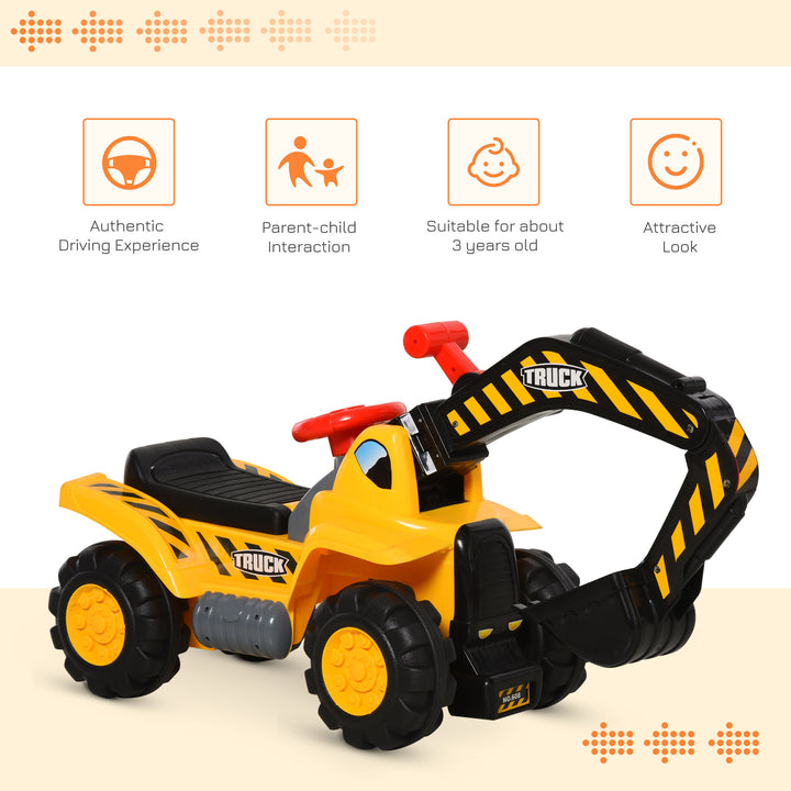 Kids 4-in-1 HDPE Excavator Ride On Truck Yellow/Black