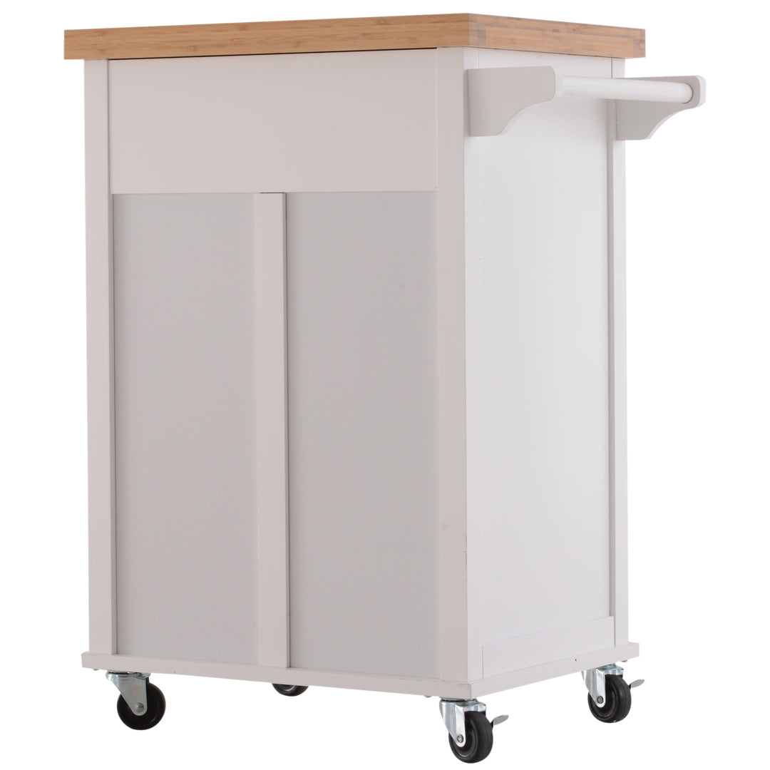 Kitchen Cart Storage Trolley Wooden Cabinet with Drawer Cupboard Towel Rail White