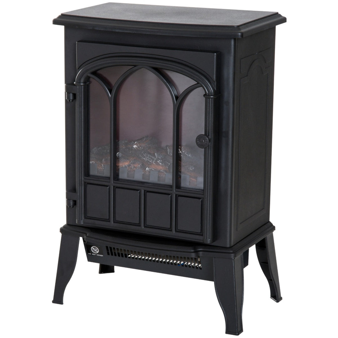 Freestanding Electric Fireplace Heater, 1000W/2000W-Black