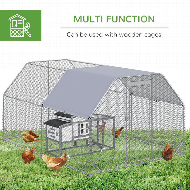 Chicken Run with Roof, Walk In Chicken Coop for 10-12 Chickens, Hen House Duck Pen Outdoor, 380x280x195 cm