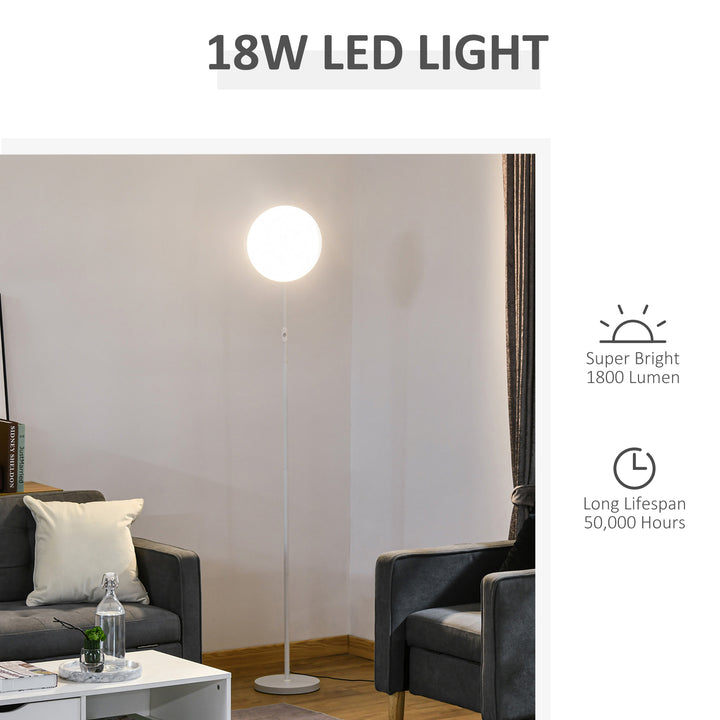 LED Floor Lamp 18W Uplighter Reading Standing Light with Adjustable Head 3 Brightness Levels Touch Control Industrial Style, White