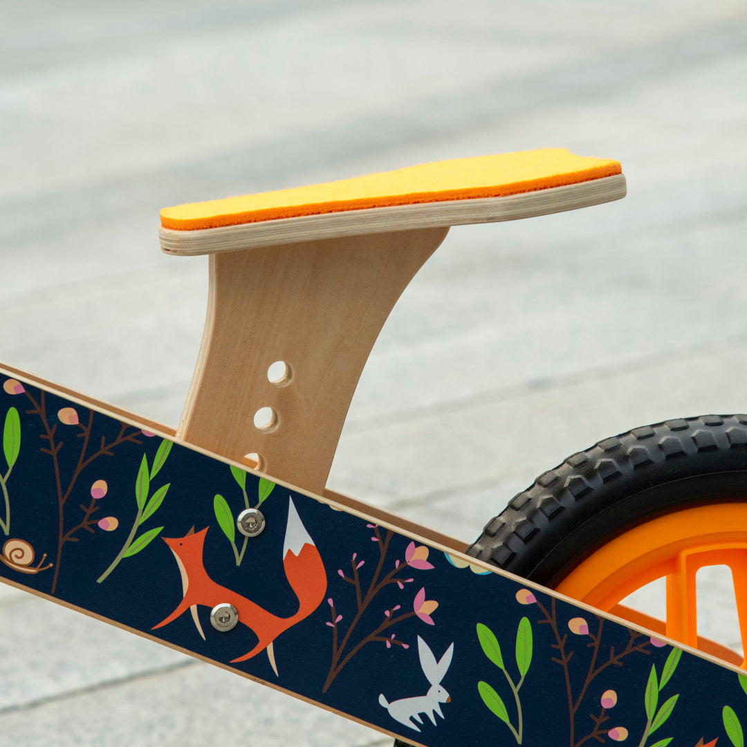 Kids Balance Bike 12 Inch Wooden for 3-6 Years Boys Girls, Black