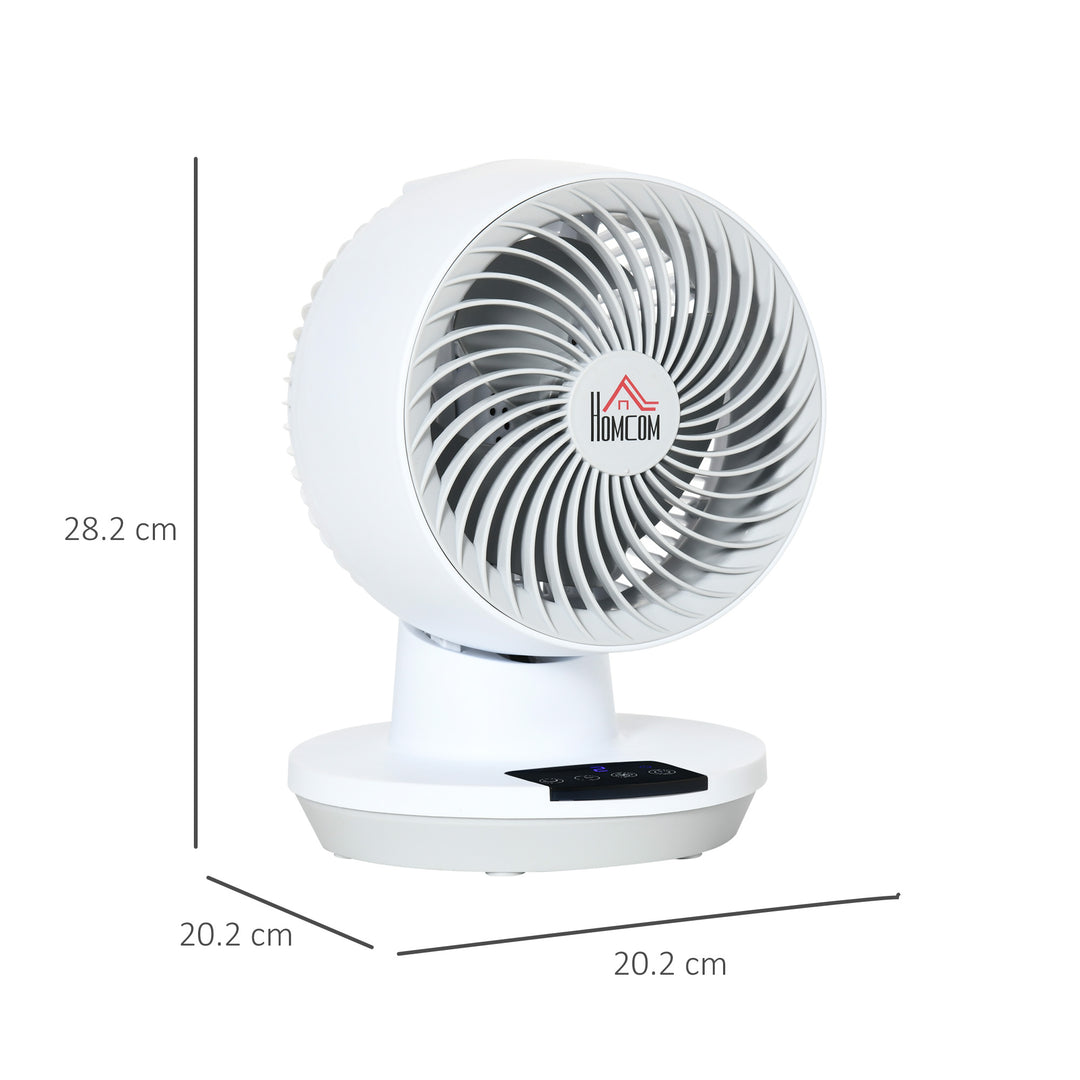 HOMCOM 28cm Electric Table Desk Fan with 3 Speed, Remote, Small Portable Personal Cooling Fan for Home Office Desktop, White