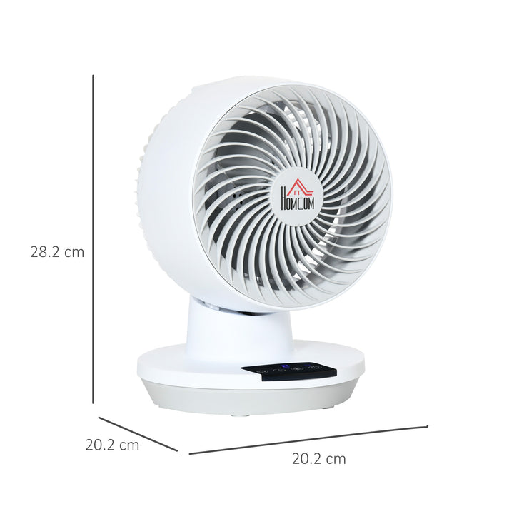HOMCOM 28cm Electric Table Desk Fan with 3 Speed, Remote, Small Portable Personal Cooling Fan for Home Office Desktop, White
