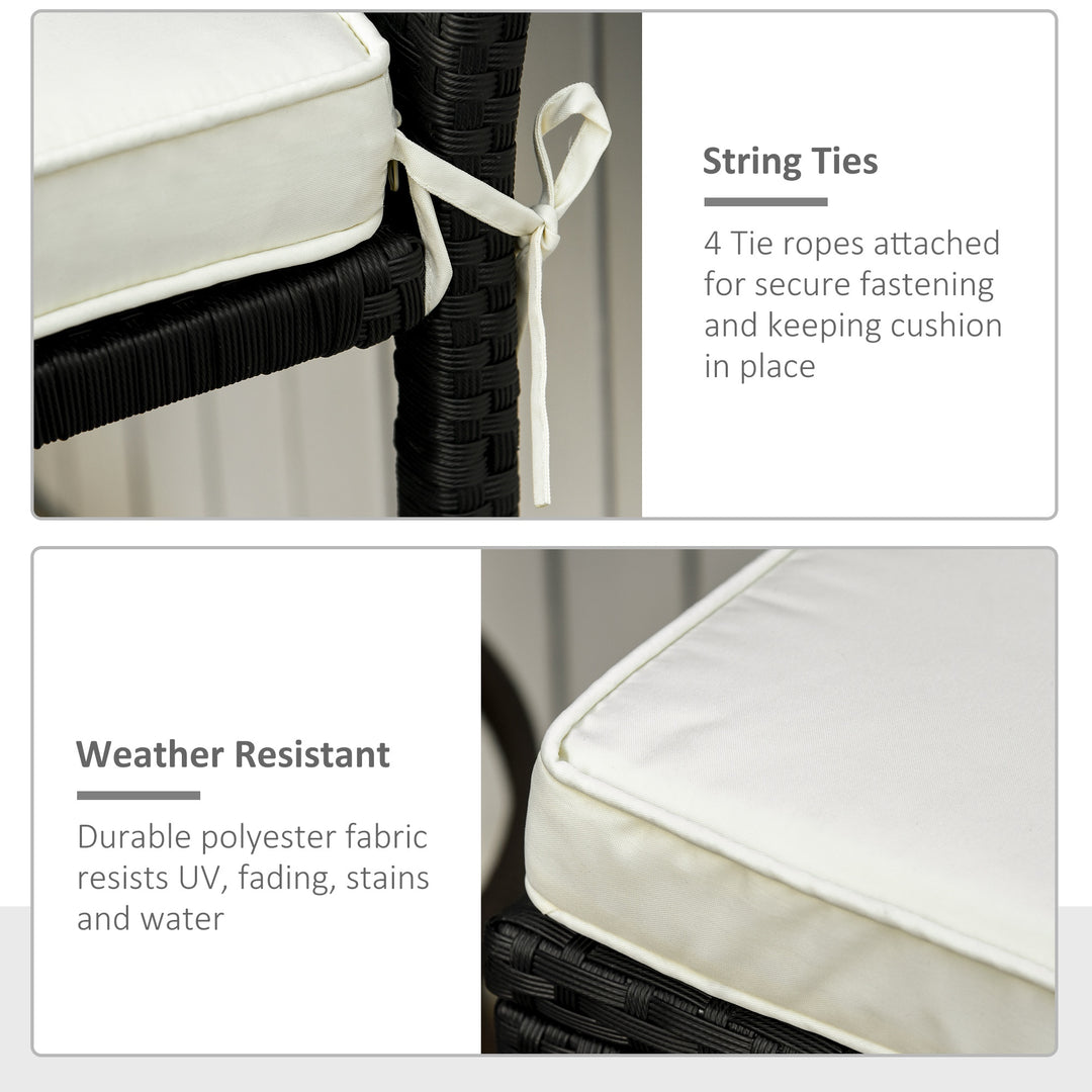 Set of 2 Bench Cushion Seat Pads Dining Chair w/Straps Indoor Garden Patio Mat White 45L x 45W x 5T cm
