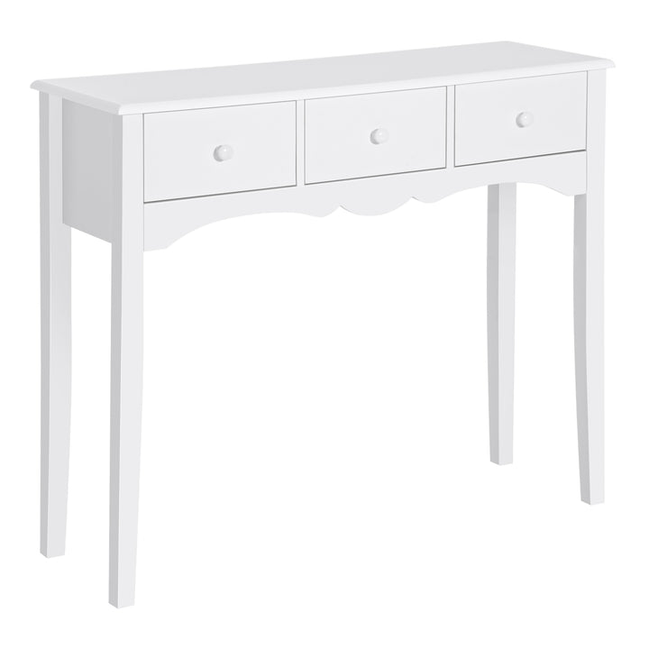 Console Table Modern Sofa Side Desk with 3 Drawers for Living Room Entryway Bedroom White