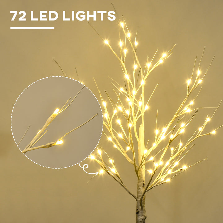 4ft Artificial White Birch Tree Light with 72 Warm White Pre-Lit LED Light for Indoor and Covered Outdoor Use