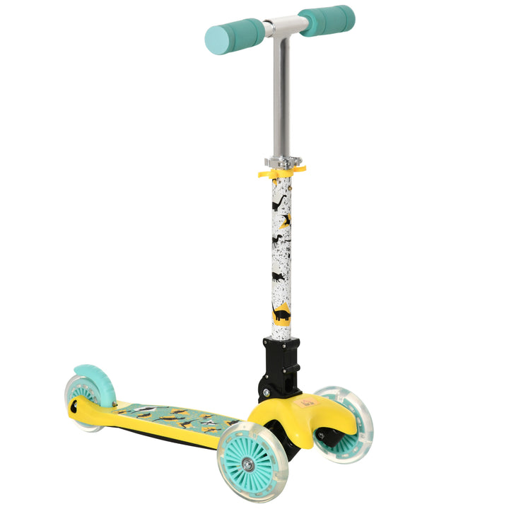 Scooter for Kids Toddler Foldable Kick Scooter with 3 Wheel Adjustable Height Flashing Wheels for Boys and Girls 3-8 Years Yellow