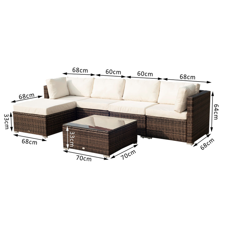 5-Seater Rattan Furniture Set- Brown/Milk White