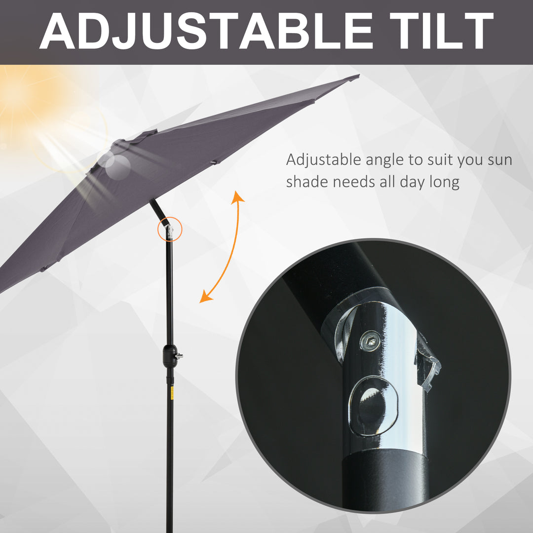 2.7 m Patio Umbrella, Aluminum Frame-Grey