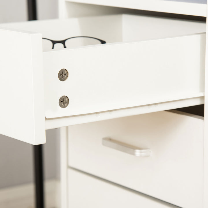 Computer Desk, Home Office Desk with Lockable Drawer, Storage Shelf for Study Bedroom, 110 x 50 x 76 cm, White